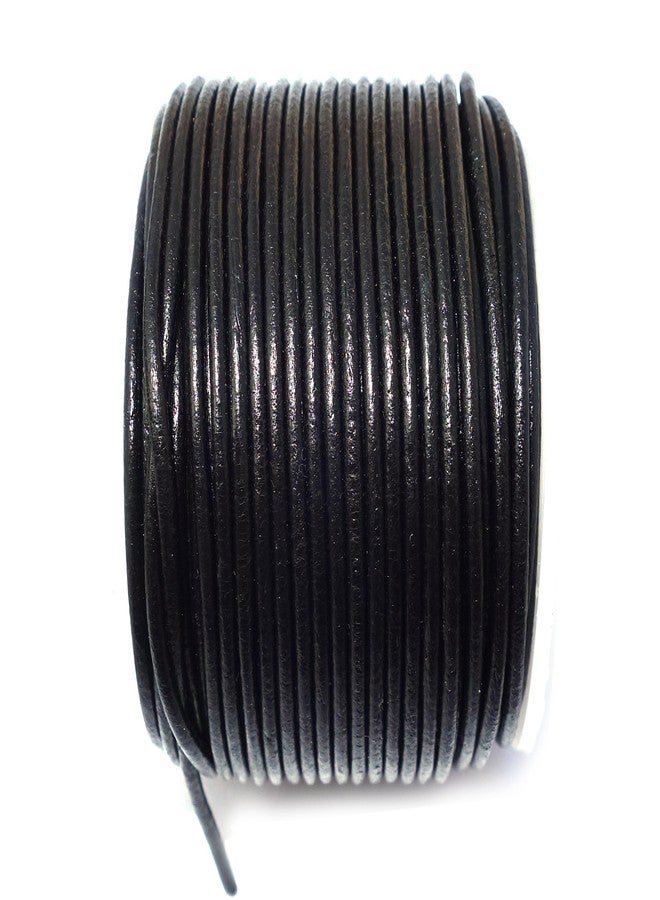 Cords Craft® Round Leather Cord for Round Bracelet, Necklaces Plain Genuine Leather Cord 1.5MM 2 Black - Image 1